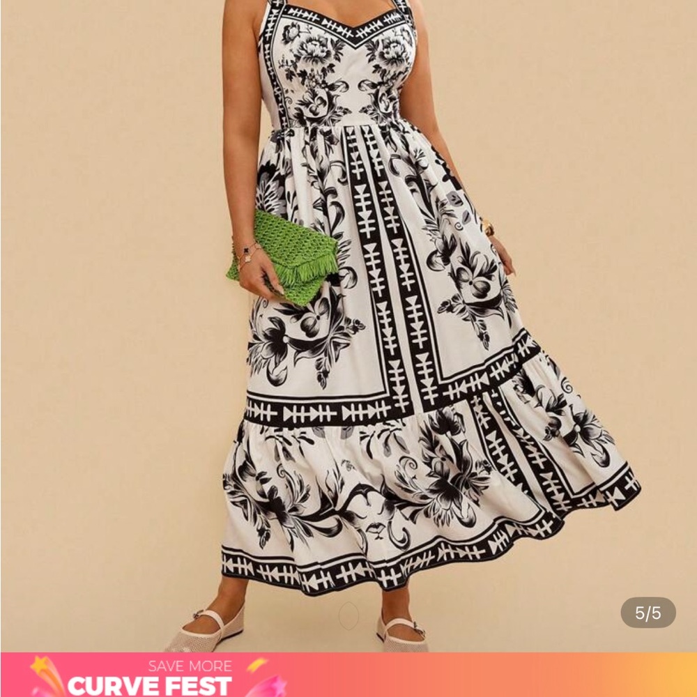 SHEIN Black and White Floral Maxi Dress